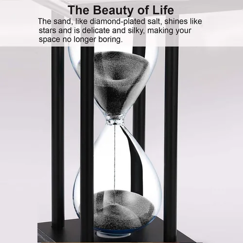 Vista 4 de SuLiao Reloj de Arena de Madera de 30 Minutos, Soporte de Madera Negro Temporizador de Arena, Reloj de Arena Negro de 30 Minutos, Antiguo Reloj