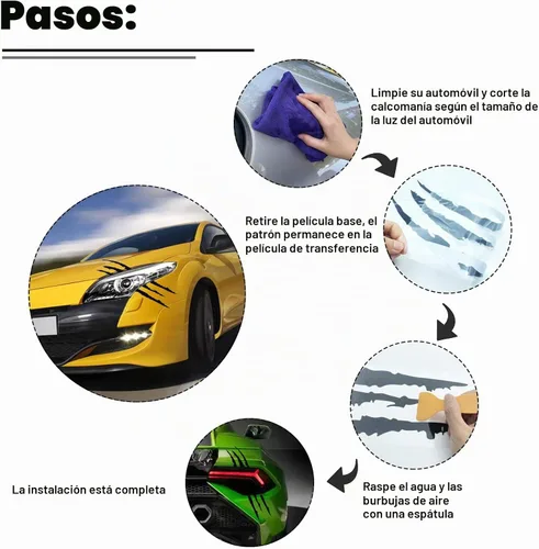 Vista 4 de Claw Marks - Adhesivo universal para faros delanteros y parachoques, gráficos de arañazos de monstruos, impermeable