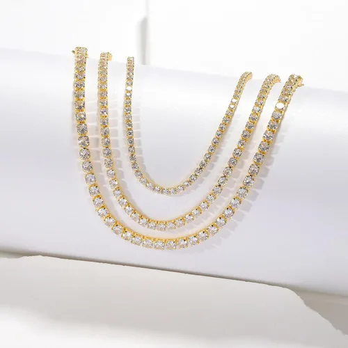 Vista 4 de Pulsera de oro para mujer, chapada en oro de 14 quilates, con cuentas de margaritas y perlas de tenis, joyería simple
