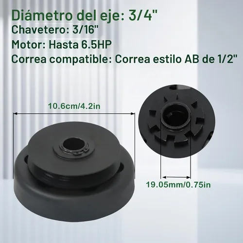 Vista 5 de ALL-CARB - Embrague centrífugo de 3/4 de repuesto para Go Kart, Minibike