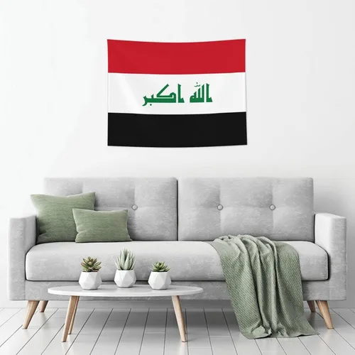 Vista 6 de Rqwaaed Tapiz de bandera de Irak adorna perfectamente la pared, 29 x 37 pulgadas