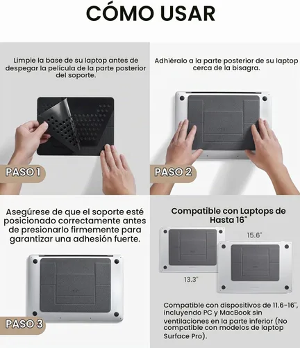 Vista 8 de MOFT - Soporte invisible para laptop, elevador portátil adhesivo para trabajo móvil Fit 11"-16" Laptops Macbook&PC Stand Dual-Angle