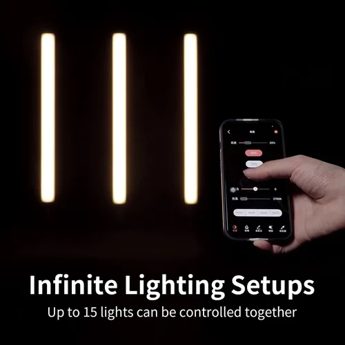 Vista 7 de SIRUI Varita de luz LED RGB T120, barra de luz de estudio portátil para fotografía, tubo de luz de 47.2 pulgadas con batería recargable, CRI 97