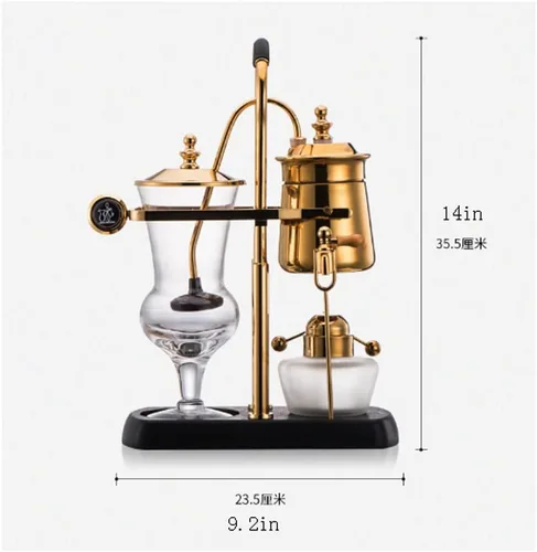 Vista 2 de JITEM Cafetera Belgium - Cafetera de lujo con sifón de equilibrio familiar real, diseño elegante, estilo retro con mango en U, olla de sifón