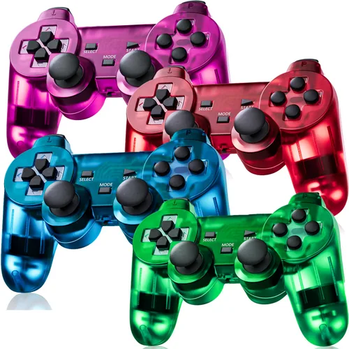 Vista 9 de Burcica Wireless Controller for PS-2 Play 2 Double Vibration 2 - Black and ClearRed