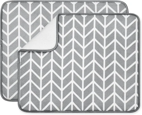 Vista 11 de Estera de secado de platos para cocina, paquete de 2, esteras de drenaje de platos de microfibra ultra absorbente de Subekyu, 19.2 por 15.8 pulgadas