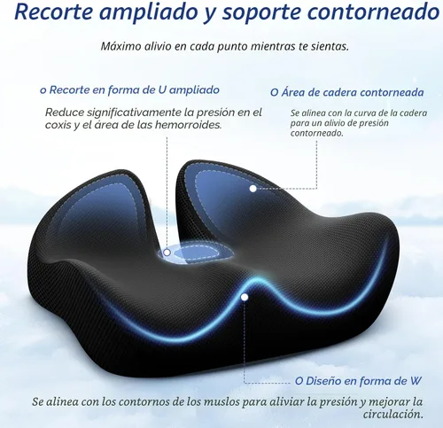 Vista 3 de ZIKEE Cojín de asiento grueso, almohada ergonómica de espuma viscoelástica para hemorroides para cadera, ciática, alivio de sentado prolongado