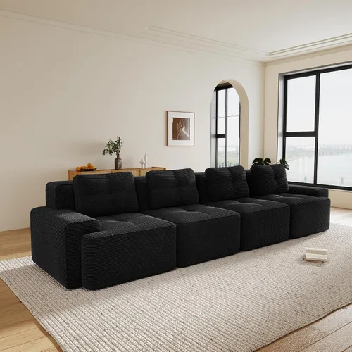 Vista 45 de Sofás seccional modular de 80" sin huesos modernos para sala de estar, juego de sofás comprimidos de 2 plazas con asiento profundo, sin necesidad