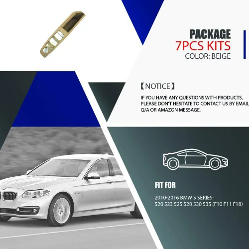 Vista 5 de Kit de cubierta de moldura de manija de puerta beige de repuesto para BMW