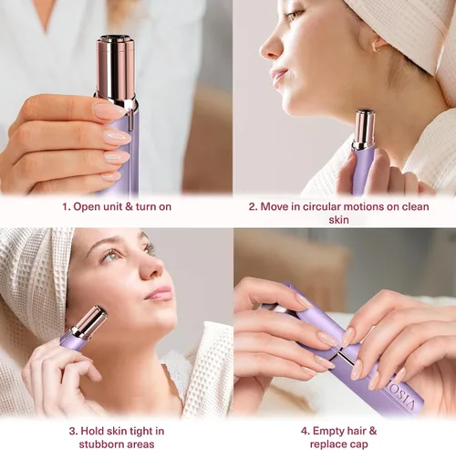Vista 2 de VISOFO Depilación facial para mujeres Dispositivo de afeitar eléctrica para quitar el dermaplaning pequeño bigote, herramientas para eliminar
