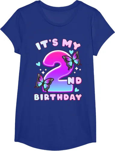 Vista 28 de Camiseta de 2º cumpleaños para niña de 2 años con mariposas y número 2 Negro
