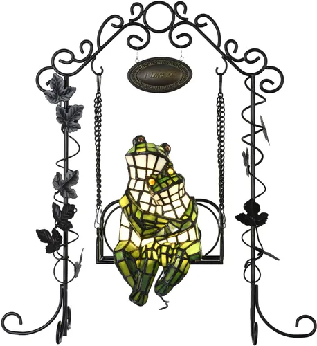 Vista 10 de Bieye L10829 Lámpara de Mesa de Rana Estilo Tiffany Vidrio Manchado Luz de Acento Nocturna para Decoración del Hogar Guardería Mesita de Noche
