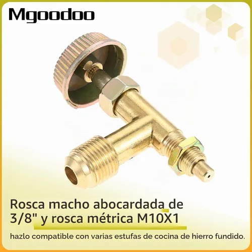 Vista 4 de Kit de Válvula de Control de Aguja de 3/8" Macho Giratorio con Rosca de Propano para Estufa de Cocina, Boquilla de Chorro de Propano de 0.047