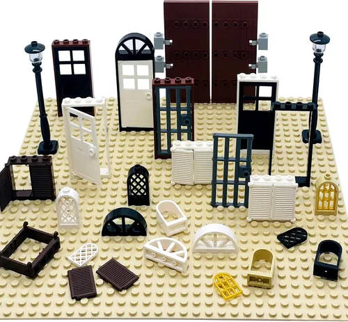 Vista 5 de Kit de ladrillos de construcción, lentes y ventanas, accesorios compatibles con ladrillos clásicos genéricos para niños, kits de construcción
