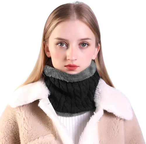 Vista 8 de MUCO Conjunto de gorros de invierno para hombre y mujer, gorro de punto cálido, forro polar grueso, calentador de cuello para hombres y mujeres, Muco