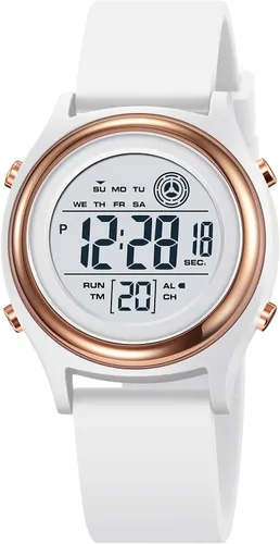 Vista 16 de Relojes digitales para mujer, pantalla LED, correa de silicona, reloj militar, multifunción, impermeable, alarma, cronómetro, retroiluminación LED