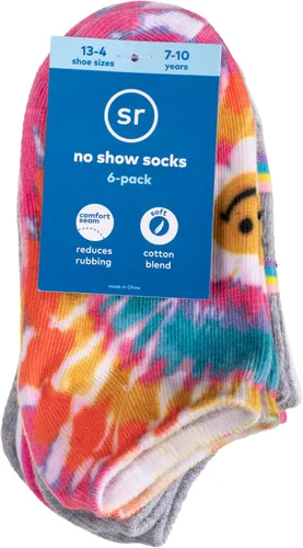 Vista 2 de Stride Rite Paquete de 6 pares de calcetines deportivos multicolor de mezcla de algodón súper suave para niñas