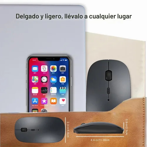Vista 8 de HOTDREAM Ratón Bluetooth Inalámbrico Recargable para MacBook Pro/Air/iPad Air/iPad Pro/Laptop/Tablet/iPhone/PC, Ratón Bluetooth 5.2/3.0 y Modo Dual