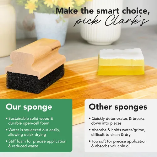 Vista 5 de CLARK'S Aplicador de aceite y cera para tabla de cortar, diseño elegante con mango ergonómico, restaura la belleza de tu bloque de carnicero