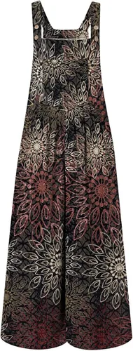 Vista 3 de Overol de manga corta para mujer ajuste casual cintura elástica largo con bolsillo cuello redondo suelto para mujer