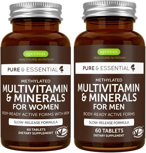 Vista 14 de Igennus Multivitamínico metilado para mujeres de 50 años, calcio y magnesio para apoyo óseo, liberación sostenida y vitaminas B activas, fórmula sin