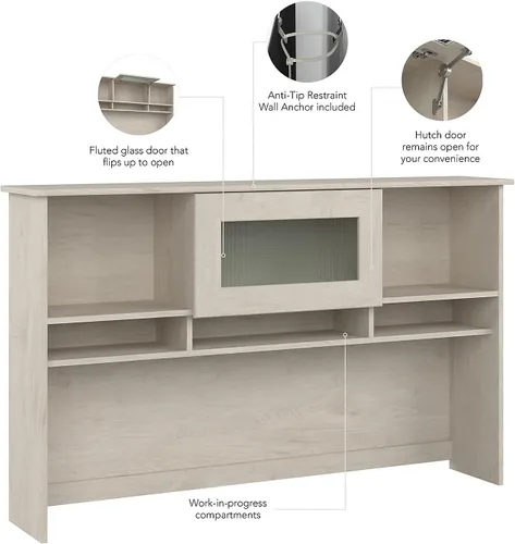 Vista 4 de Bush Home Cabot - Mueble de escritorio (60 W, color lino y roble blanco)