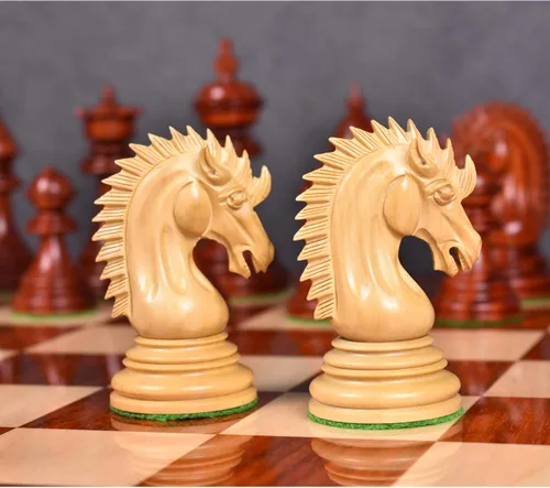 Vista 9 de RoyalChessMall - Juego de piezas de ajedrez Staunton de lujo de dragón de 4.4 pulgadas, madera de rosa con triple