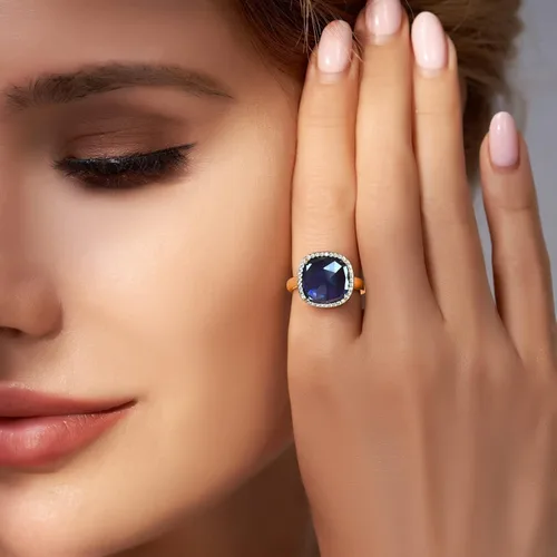 Vista 5 de Jupiter Natural Gemstone Women's Ring - 14k GoldRhodium Plated Genuine Gemstone Women Ring, 0.47"12mm Natural Birthstone Rings Jewelry Gifts for