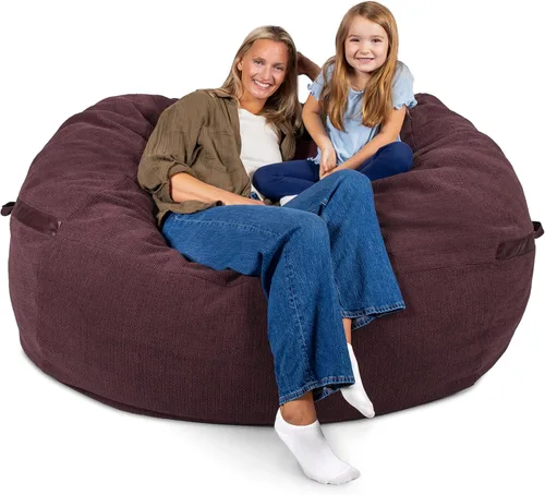 Vista 57 de Big Joe Fuf Silla Puf de Espuma de 5 Pies de Tamaño Extra Grande con Funda Extraíble para Niños, Adolescentes, Adultos, Onyx Lenox, Poliéster Tejido