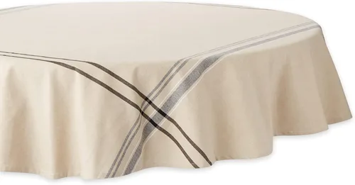 Vista 25 de DII - Mantel para mesa de comedor, estilo rústico, colección de manteles con rayas estilo francés, 60 x 84 pulgadas, color gris pardo/rojo