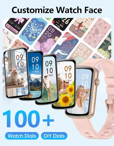 Vista 2 de Rastreador de actividad física con monitor de frecuencia cardíaca, sueño, oxígeno en sangre, reloj delgado para mujeres y hombres, IP68, podómetro