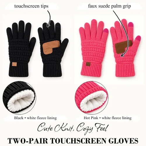 Vista 3 de Funky Junque Guantes de invierno para mujer – Lindos guantes de punto con forro polar para pantalla táctil y mensajería para mujeres, accesorios