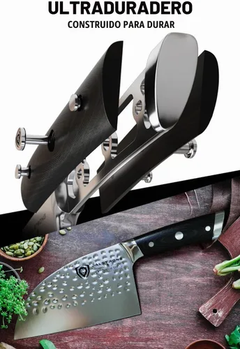 Vista 10 de Dalstrong - Cuchillo de chef serbio - 7.5 pulgadas - Serie Gladiador Elite - Acero HC alemán - Cuchillo de carnicero - Acabado de hoja martillada