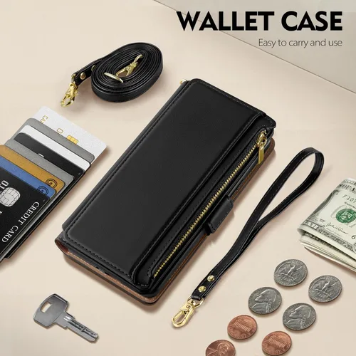Vista 3 de Antsturdy Funda compatible con iPhone XR tipo cartera para mujer, bloqueo RFID, de piel sintética, funda cruzada para teléfono, con cremallera