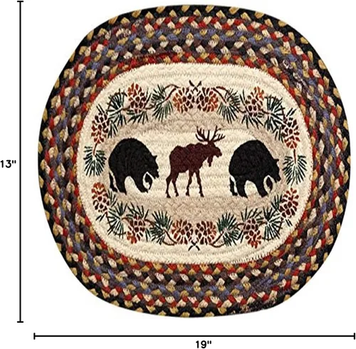 Vista 2 de Earth Rugs 48-043BM - Mantel individual, 13 x 19 pulgadas, color negro