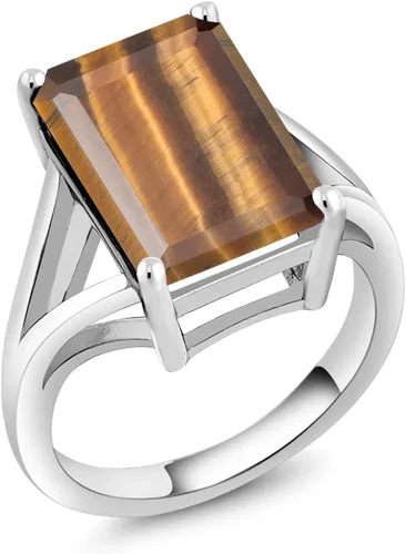 Vista 8 de Gem Stone King Anillo de compromiso solitario con piedra preciosa de corte esmeralda de 0.551 x 0.394 in para mujer, plata de ley 925, anillo