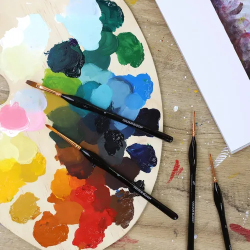 Vista 6 de COLOUR BLOCK Juego de 12 pinceles de pintura para artistas en estuche de cuero para un fácil almacenamiento, kit de pinceles de pintura detallada
