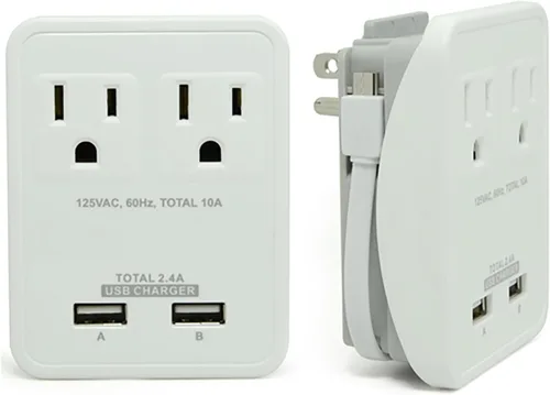 Vista 2 de RND Estación de energía compacta Puertos USB duales de 2.4 amperios, cargador de pared de salida de CA 2 (negro)