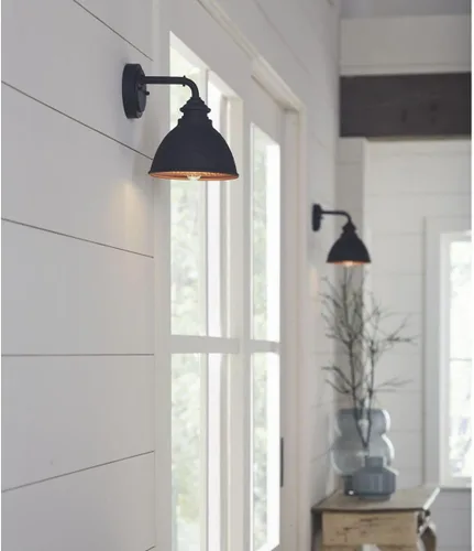 Vista 3 de Progress Lighting Englewood Collection - Farol de pared pequeño para exteriores con 1 luz, color negro