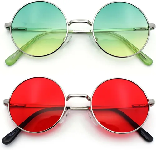 Vista 9 de SA106 Gafas de sol hippie redondas con lentes de gradiente de color de verano