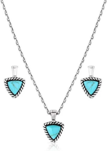 Vista 9 de Montana Silversmiths Conjunto de joyería de estilo occidental con turquesa elaborada a mano: aretes y collar