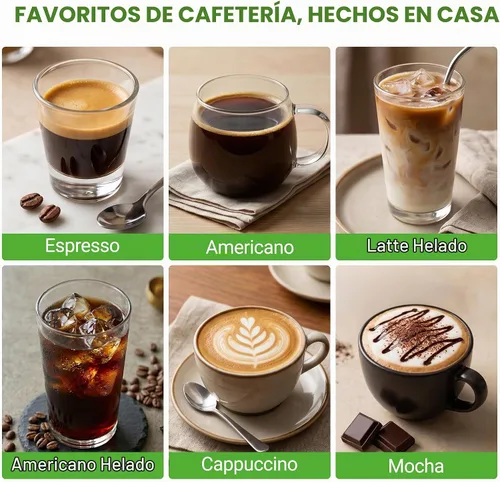 Vista 2 de NutriChef Máquina de café expreso de 20 barras con espumador de leche, tanque de agua extraíble de 1.8 cuartos de galón, cafetera para preparar café
