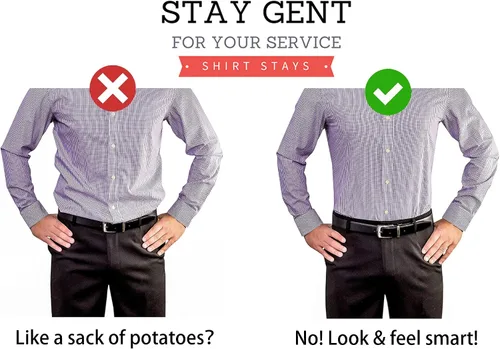 Vista 6 de STAY GENT Camisa estilo Y para hombres con abrazaderas de bloqueo antideslizantes y correas elásticas ajustables