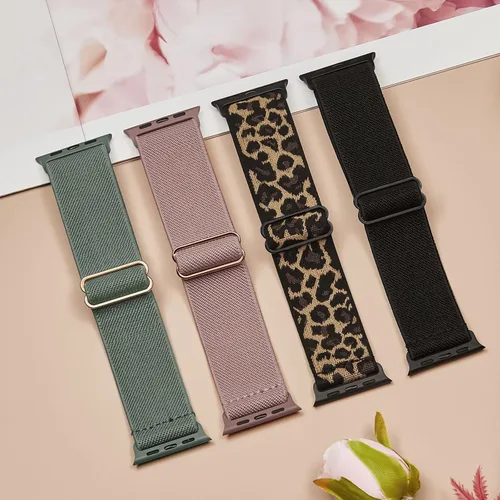 Vista 8 de 4 Pack Stretchy Solo Loop Compatible with Apple Watch Bands Women Men