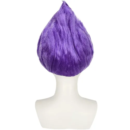 Vista 6 de JoneTing Peluca con puntas moradas + gorra de pelucaPeluca corta púrpura para cosplay para Halloween, peluca de cosplay púrpura brillante