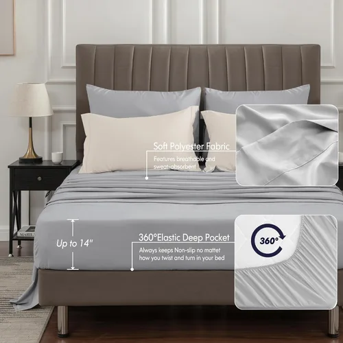 Vista 4 de BEDELITE Juego de ropa de cama con edredón tamaño individual de 5 piezas, reversible, en una bolsa - Juego de cama de lujo suave de microfibra