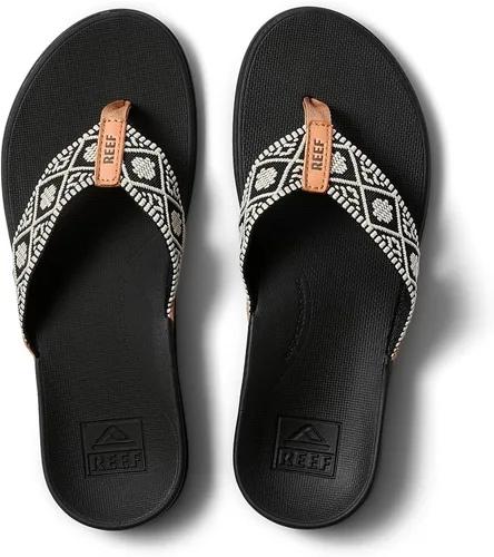 Vista 6 de REEF Sandalias ortopédicas tejidas para mujer Negro/Blanco