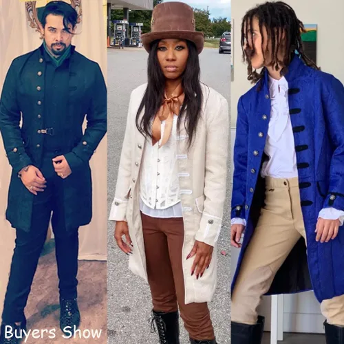 Vista 2 de Abrigo steampunk para hombre, chaqueta colonial, vintage, medieval, victoriano, traje