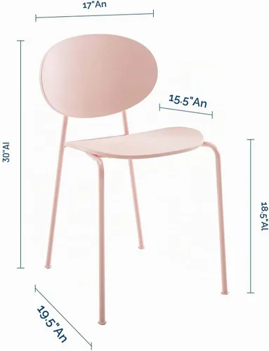 Vista 3 de Modway Palette - Silla moderna de plástico moldeado para comedor, color rosa, juego de 2, viene totalmente montada