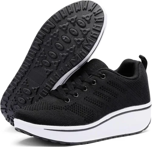 Vista 6 de Zapatos deportivos de moda con plataforma para mujer, de malla transpirable, ligeros, antideslizantes, para correr